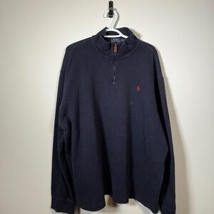 Polo Ralph Lauren Navy Blue Half Zip Cotton Pullover Sweater Men XXL
